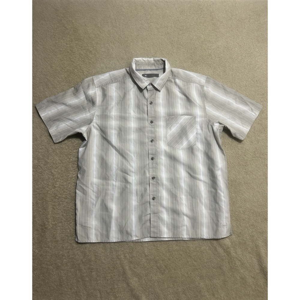 REI Short Sleeve Multi Color Stripe Shirt XL Outdoor Casual Beach Business